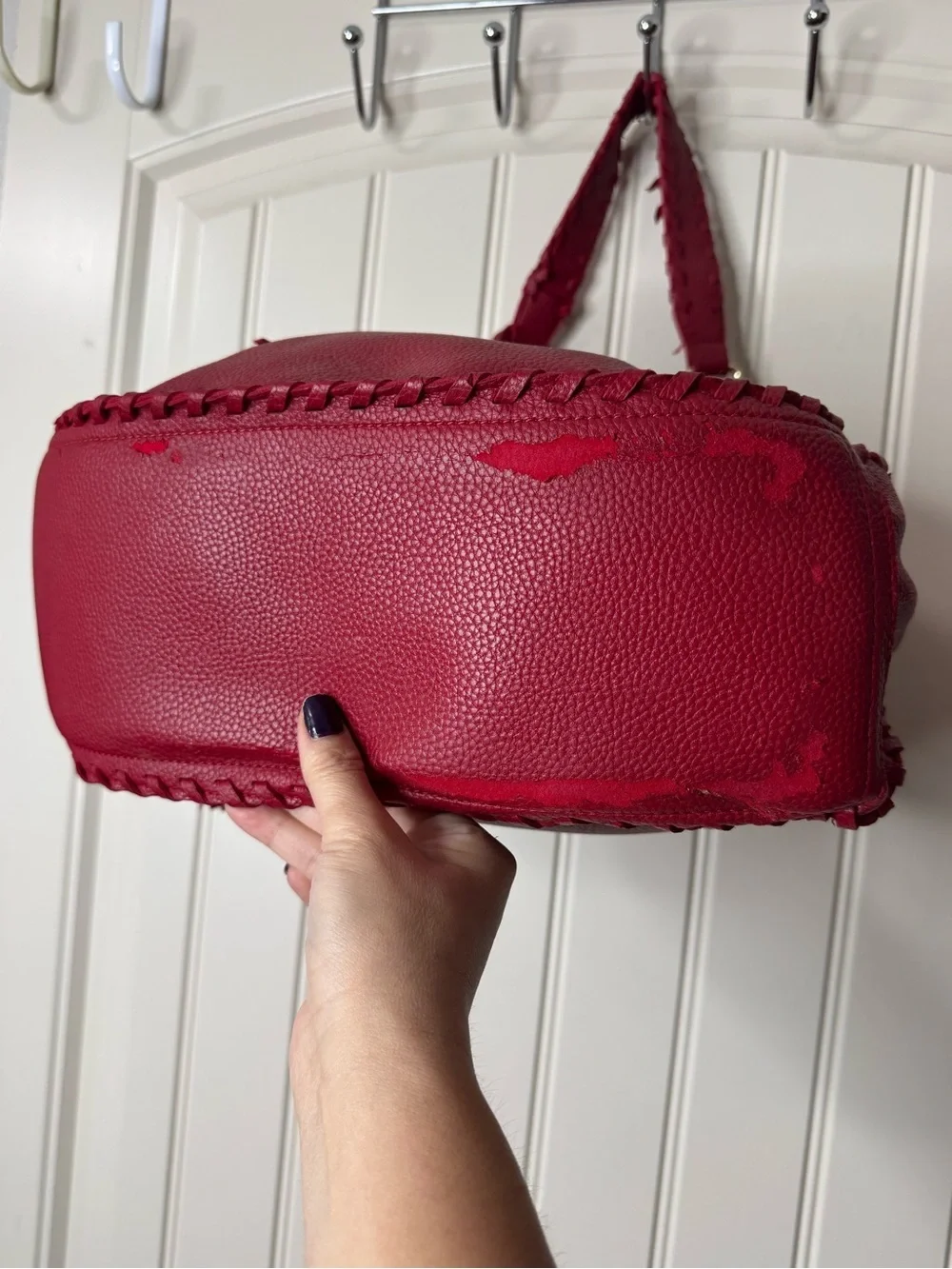 2/for $20 🪩 Fringed Red Pebbled Hobo Shoulder Bag - Mark & Hall